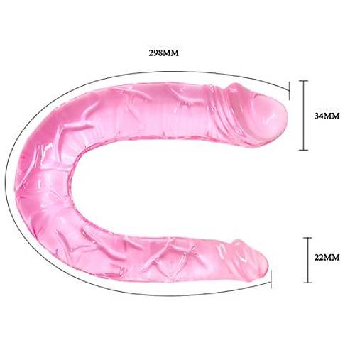 Double Dong 30cm ift Tarafl Jel Yumuak Vibratr Penis Dildo