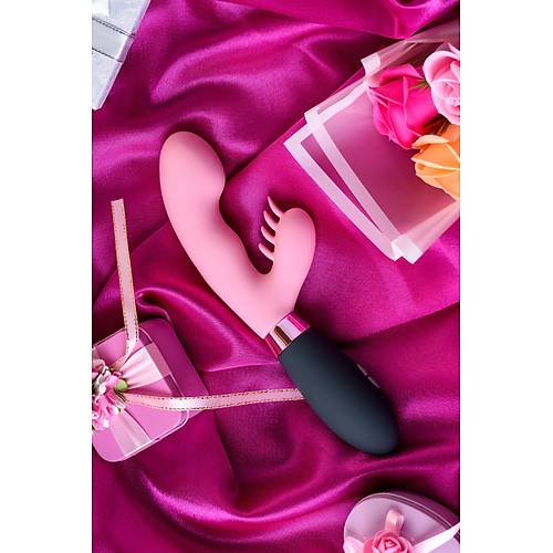 Eromantica Ornella'da 3' 1 arada masaj aleti, pembe, silikon, 21,5 cm