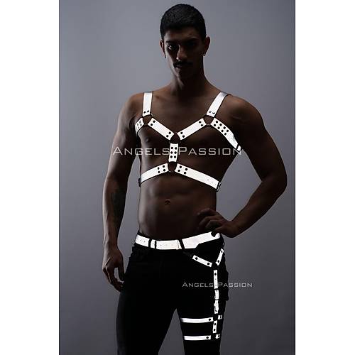 Karanlkta Yansyan Reflektrl Erkek Harness Takm, Erkek Gs ve Bacak Harness Takm - APFTM198