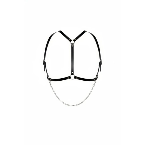 Siyah G���s Harness Zincir Detayl� Suni Deri Ayarlanabilir - APFT1185