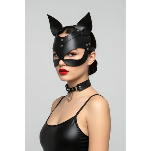 Siyah Maske Deri Kedi Kulakl� Kost�m - APFT789