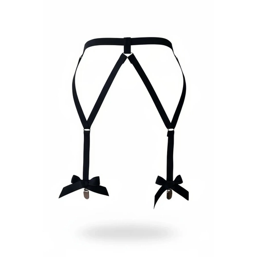 Siyah Jartiyer Harness Fiyonk Detayl� Klipsli Bacak Aksesuar� - APFT68