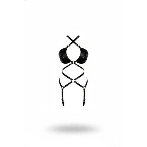Siyah Body Harness Deri �apraz Ba�lamal� Tam V�cut Aksesuar� - APFT1409