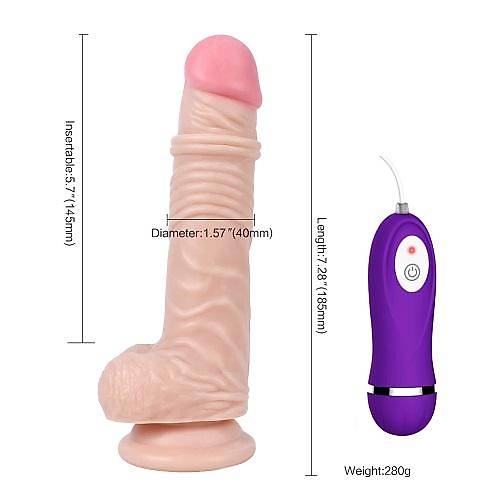 Thunder 19 cm Gereki Titreimli Dildo Vibratr Penis