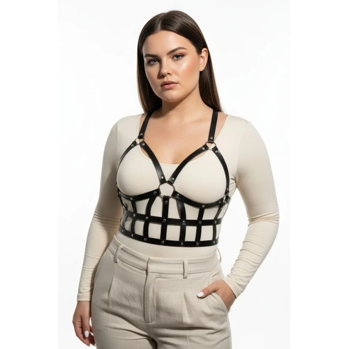 B�y�k Beden Siyah Kad�n Kemer Deri V�cut Harness Kombin Tamamlay�c� - APFT819