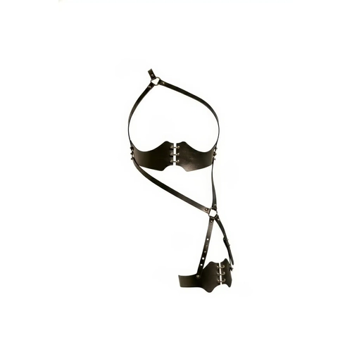 Siyah Jartiyer Harness Deri Z�mba Detayl� V�cut Aksesuar� - APFT1372