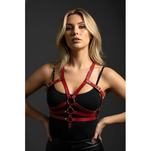K�rm�z� Kad�n Kemer Deri V�cut Harness Tokal� - APFT32