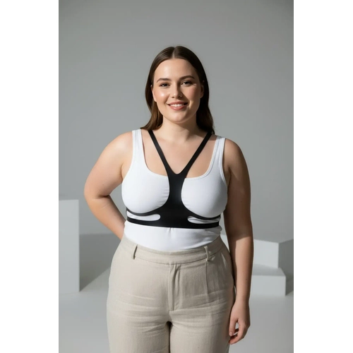B�y�k Beden Siyah Kad�n Kemer Harness Stil Deri V�cut Aksesuar� - APFT1374
