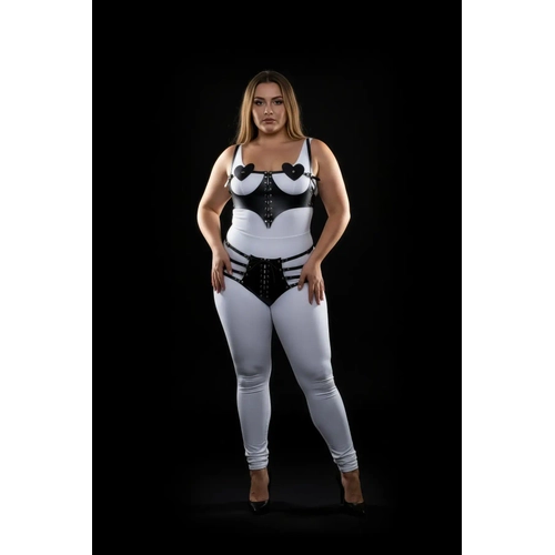 B�y�k Beden Siyah Kad�n Harness Tak�m Kalp Detayl� Ba�c�kl� Fantazi Deri Set - APFT1256