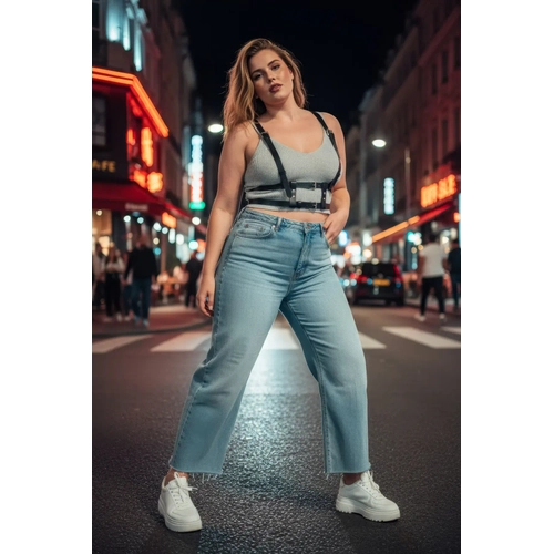 B�y�k Beden Siyah Kad�n Kemer Deri Harness G�r�n�ml� Ayarlanabilir V�cut Aksesuar� - APFT941