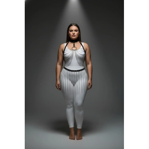 B�y�k Beden Siyah Kad�n Harness Tak�m Zincir Detayl� Seksi Deri - APFT462