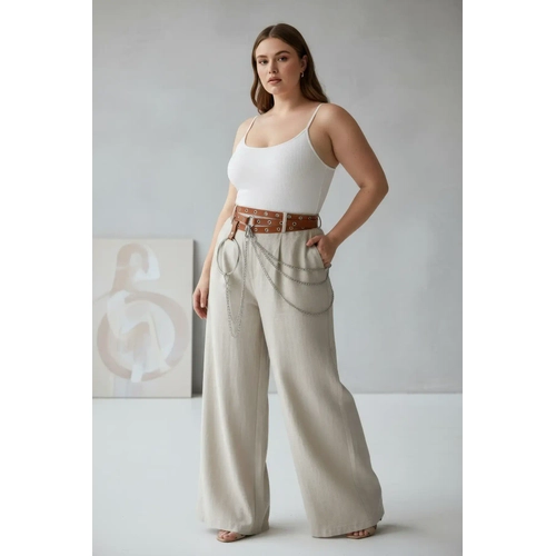 B�y�k Beden Taba Kad�n Kemer Zincir Detayl� Halkal� Trend Tasar�m - APFT731