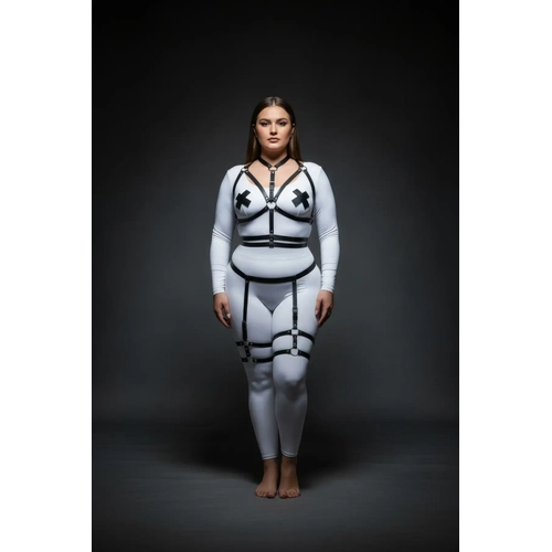 B�y�k Beden Siyah Kad�n Jartiyerli Harness Tak�m Ayarlanabilir Deri Aksesuar - APFT455