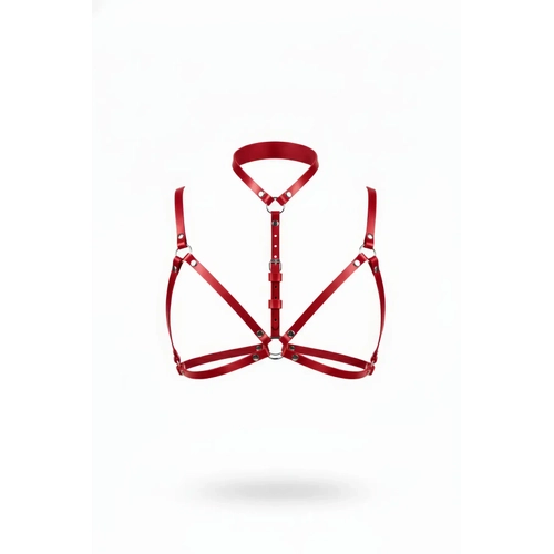 K�rm�z� G���s Harness Deri Boyunluklu O Halka Detayl� - APFT197