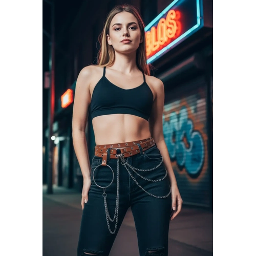 Taba Kad�n Kemer Zincir Detayl� Metal Ku�g�z� Aksesuar� - APFT731