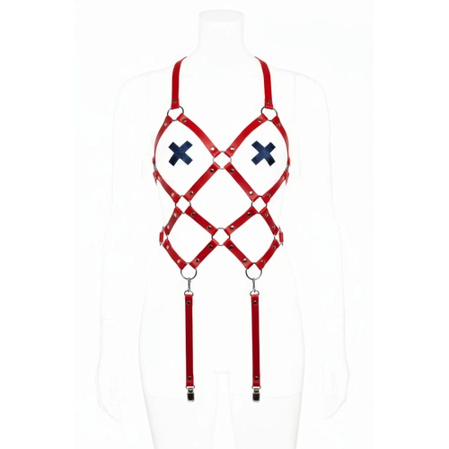 K�rm�z� Body Harness Deri Kafes Yap�l� Z�mba Detayl� - APFT368