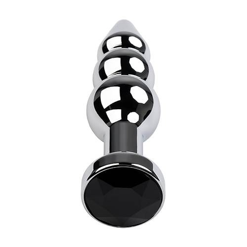 Metal by RED Anal Plug, Metal, gm, siyah kristalli, 11 cm,  3 cm, 95 g