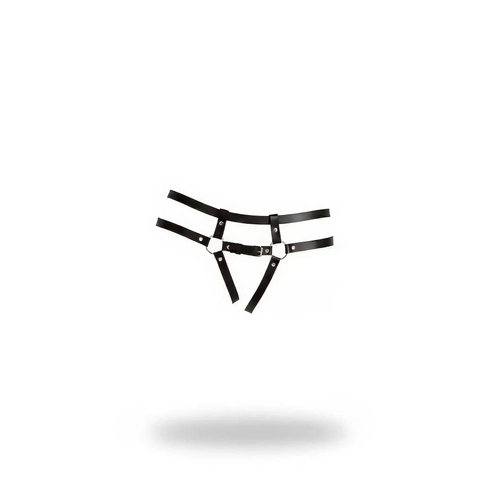 Siyah Tanga - K�lot Suni Deri Halka Detayl� Harness - APFT889