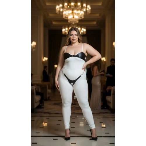B�y�k Beden Siyah Kad�n Harness Tak�m Zincir ve Halka Detayl� Deri Fantezi Aksesuar - APFT1234