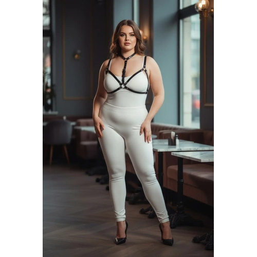 B�y�k Beden Siyah Kad�n Harness Tak�m ��k Deri G���s Aksesuar� - APFT197