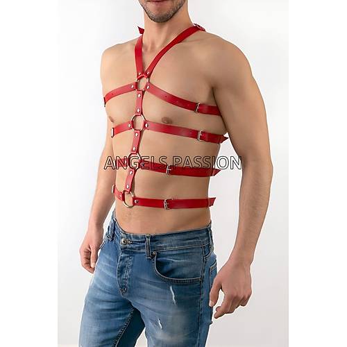 Seksi Erkek Body Harness, Deri Erkek Body Harness - APFTM54