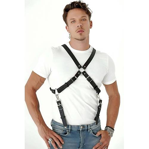 Gs Detayl Arkadan Balamal Erkek Deri Harness - APFTM84