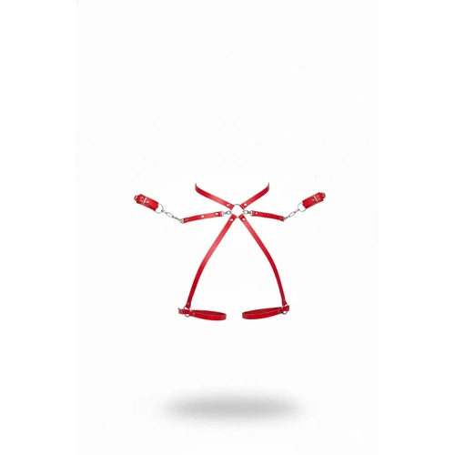 K�rm�z� Harness Tak�m Deri Malzemeli Zincir Detayl� V�cut Seti - APFT772