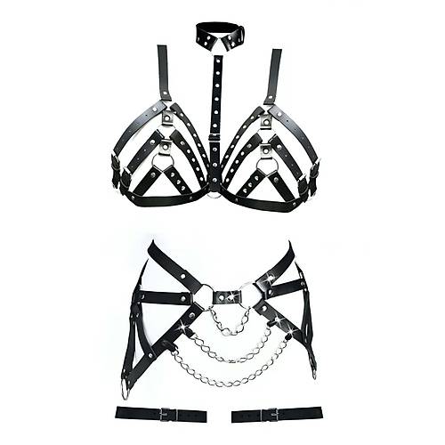 Byk Beden Deri Fantazi Harness Styen Takm - APFT533