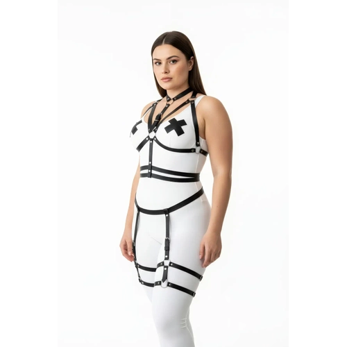 B�y�k Beden Siyah Kad�n Jartiyerli Harness Tak�m Ayarlanabilir Deri Aksesuar - APFT455