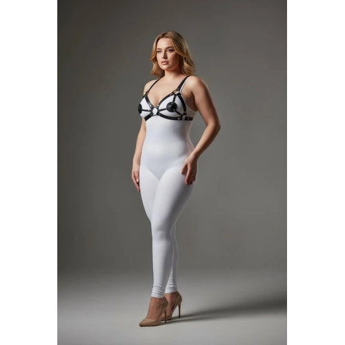 B�y�k Beden Siyah Kad�n Deri S�tyen Harness Tak�m Halkal� Detayl� Fantezi Aksesuar - APFT112
