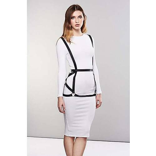 Seksi Deri Elbise �zeri Deri Harness - APFT1390