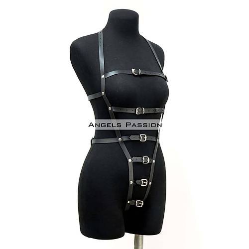 A Blgesi Ak Deri Fantezi Giyim, Deri Deri Body Harness - APFT790