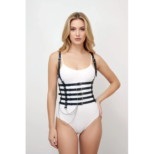 Siyah Kad�n Kemer Zincir Detayl� �ok Bantl� Korse Bel Aksesuar� - APFT626