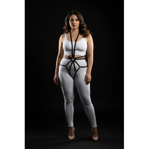 B�y�k Beden Siyah Kad�n Deri Harness Full Body Halka Detayl� Harness - APFT339