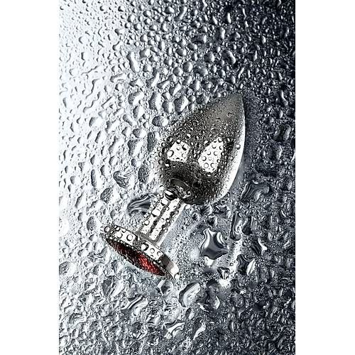 Metal by  Anal Plug, Metal, gm, krmz kristalli, 8 cm,  3,4 cm, 85 g