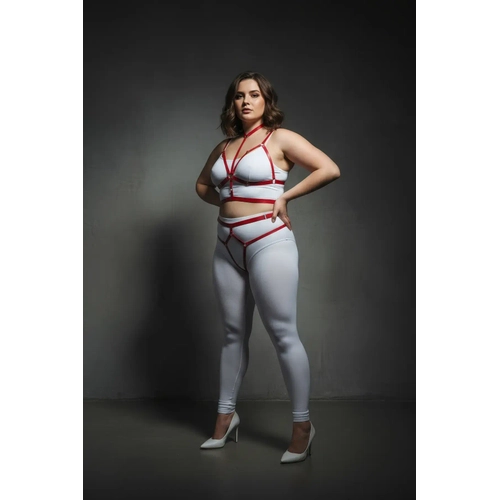 B�y�k Beden K�rm�z� Kad�n Harness Tak�m Parlak Lastik Harness - APFT362