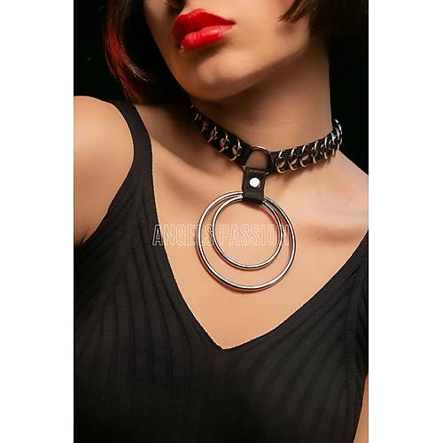 k Elastik Choker - Halka Detayl Lastik Kolye - k Lastik Choker Harness - APFT576