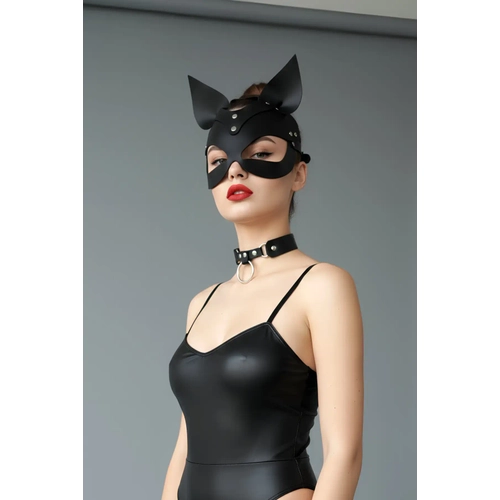 Siyah Maske Deri Kedi Kulakl� Kost�m - APFT789