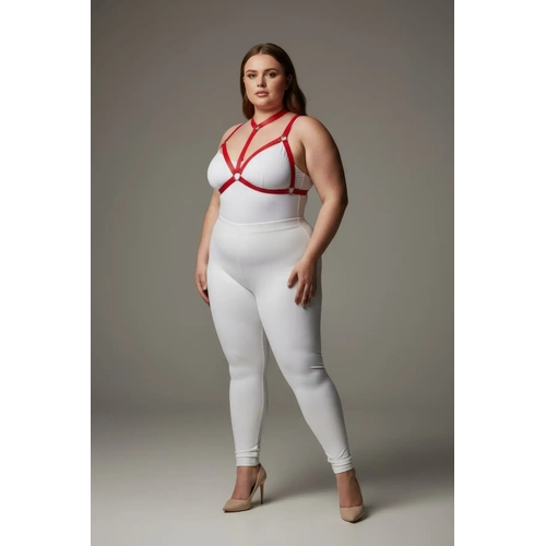 B�y�k Beden K�rm�z� Kad�n Harness Tak�m Halka Detayl� Lastik Fantezi Aksesuar - APFT93