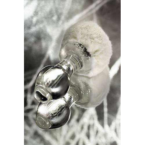 Sexus Glass anal klf, beyaz at kuyruu, cam, transparan, 14 cm,  4 cm