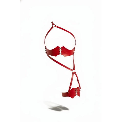 K�rm�z� Jartiyer Harness Deri Korse Detayl� V�cut Ba�lamas� - APFT1372