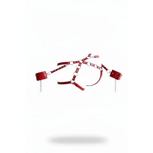 K�rm�z� Harness Tak�m Deri Halka Detayl� V�cut Aksesuar� - APFT539