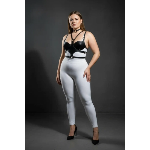 B�y�k Beden Siyah Kad�n Deri G���s Harness Tak�m Choker Detayl� Fantezi Aksesuar - APFT1296