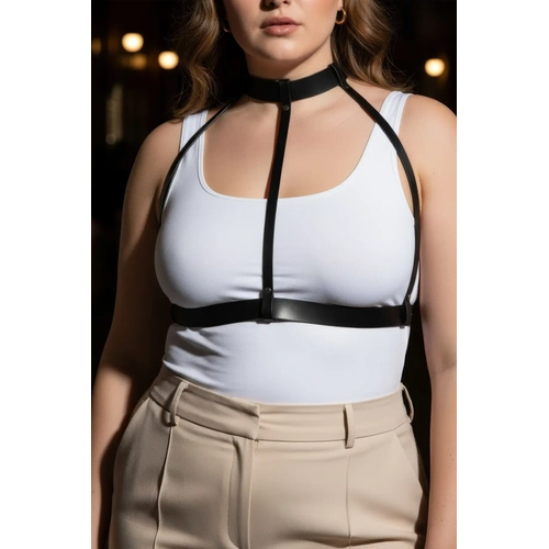 B�y�k Beden Siyah Kad�n Kemer Ayarlanabilir Deri V�cut Harness Aksesuar� - APFT653