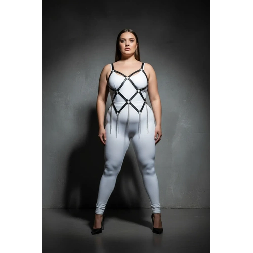B�y�k Beden Siyah Kad�n Harness Tak�m Zincir Detayl� �arp�c� Tasar�m - APFT950