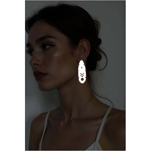 Beyaz Reflektrl Boho Kpe, Etnik Tasarml Lazer Kesim Kpe - APBJ028