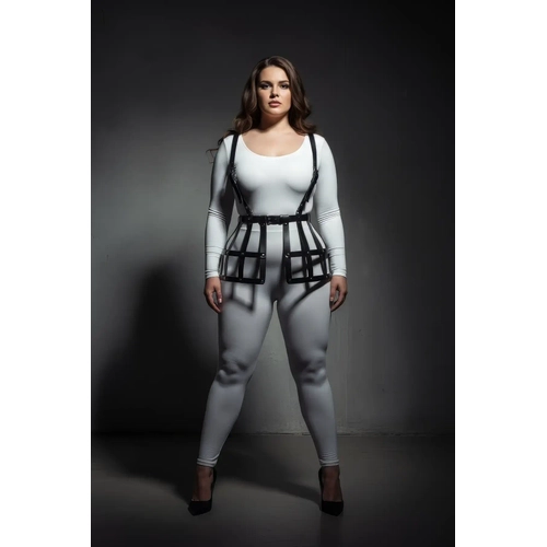 B�y�k Beden Siyah Etek Deri Harness Kafes Detayl� - APFT983