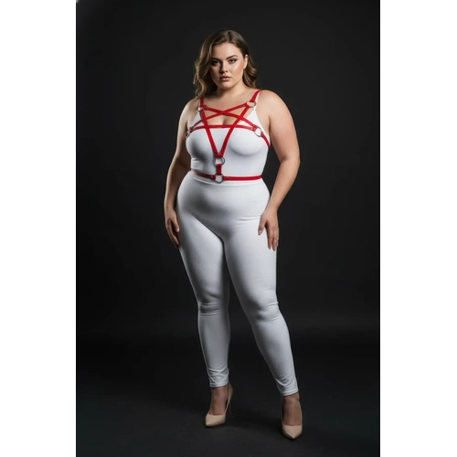 B�y�k Beden K�rm�z� Kad�n Deri Harness Tak�m Halka Detayl� Fantezi Aksesuar - APFT821