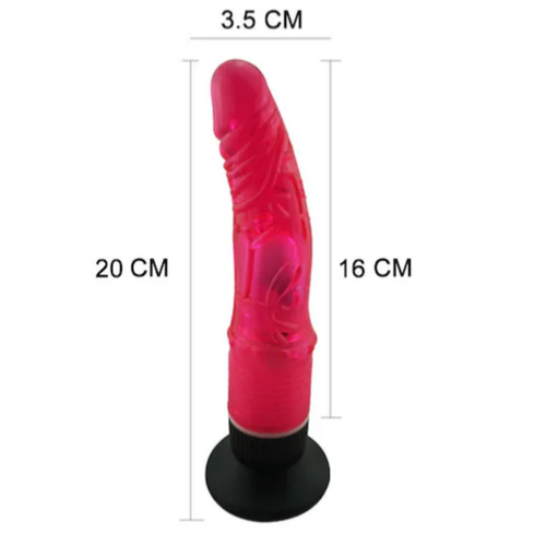 20 CM Anal ve Vajinal Krmz Titreimli Jel Vantuzlu Vibratr Dildo