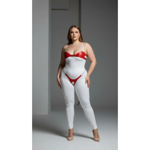 B�y�k Beden K�rm�z� Kad�n Deri Zincir Detayl� Fantezi Harness Tak�m - APFT1234